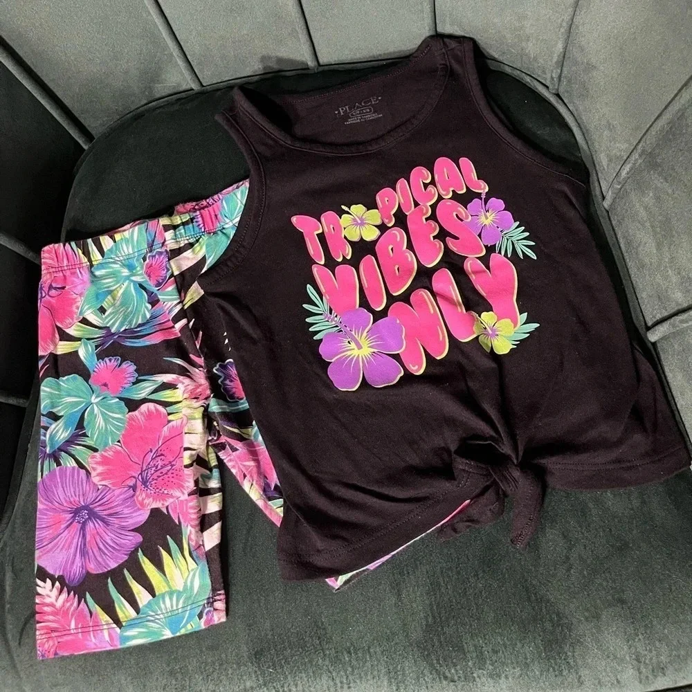 Children’s Place Biker Shorts & Tank Top set - Picture 2 of 2